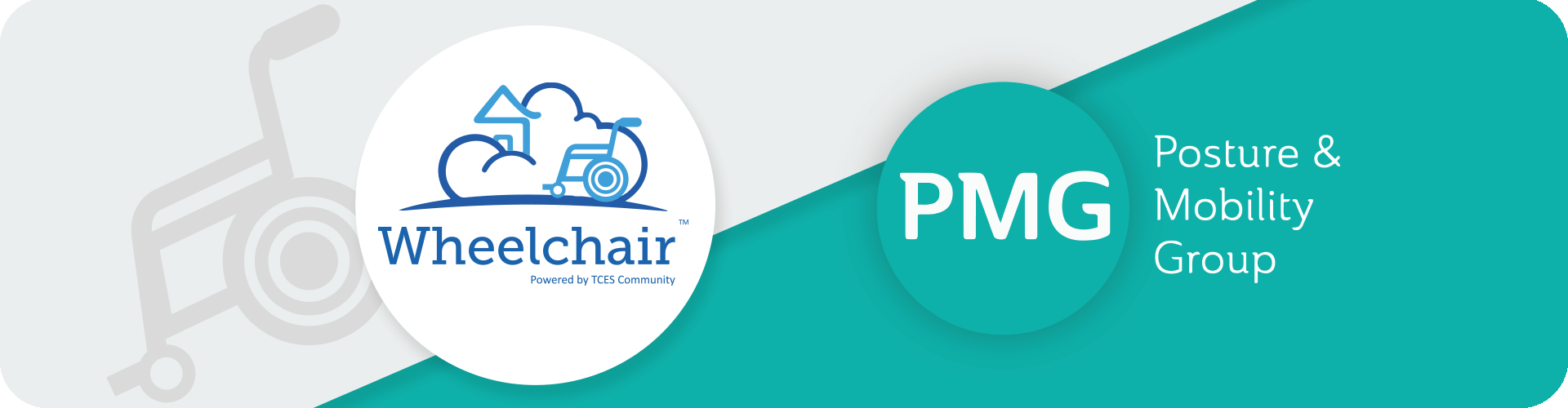 TCES wheelchair and PMG logos