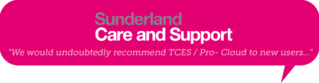 sunderland care and support logo with testimonial excerpt