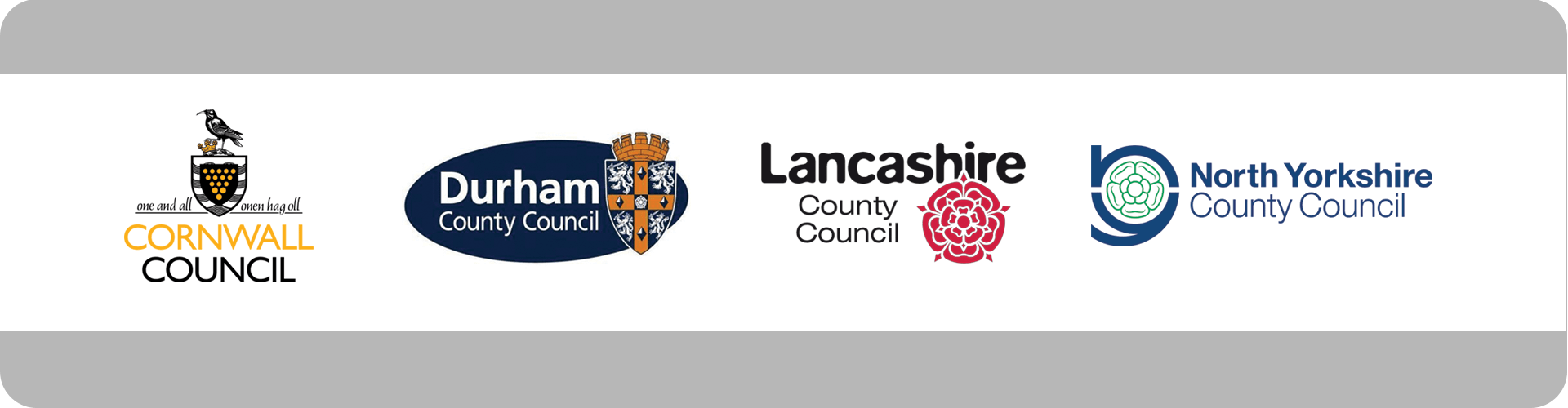 cornwall council, durham council, lancashire council and north yorkshire council logos